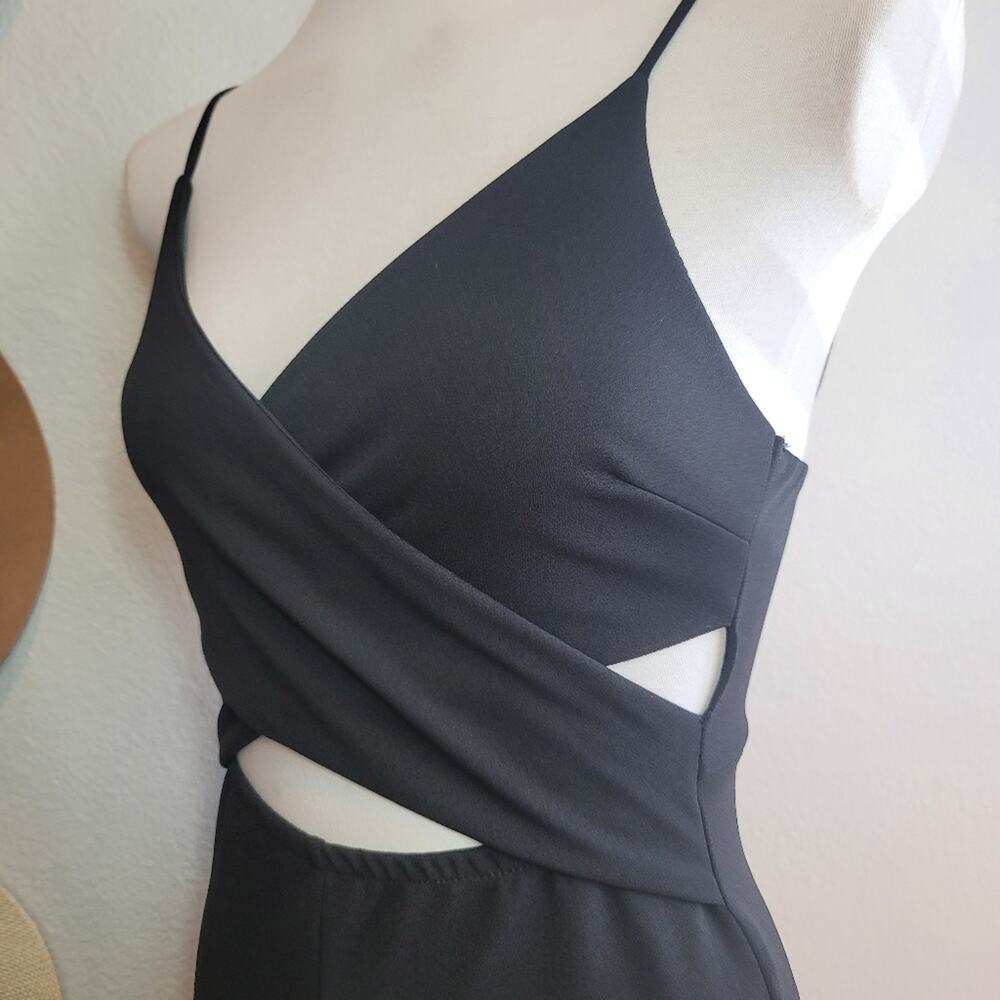 NWOT SUNSET & SPRING Black Wrap Cutout Jumpsuit Cropped Wide Leg Date Night Out - Picture 6 of 16